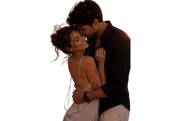 Romantic couple embracing